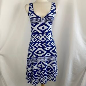 Blue White Patterned Desingual Dress